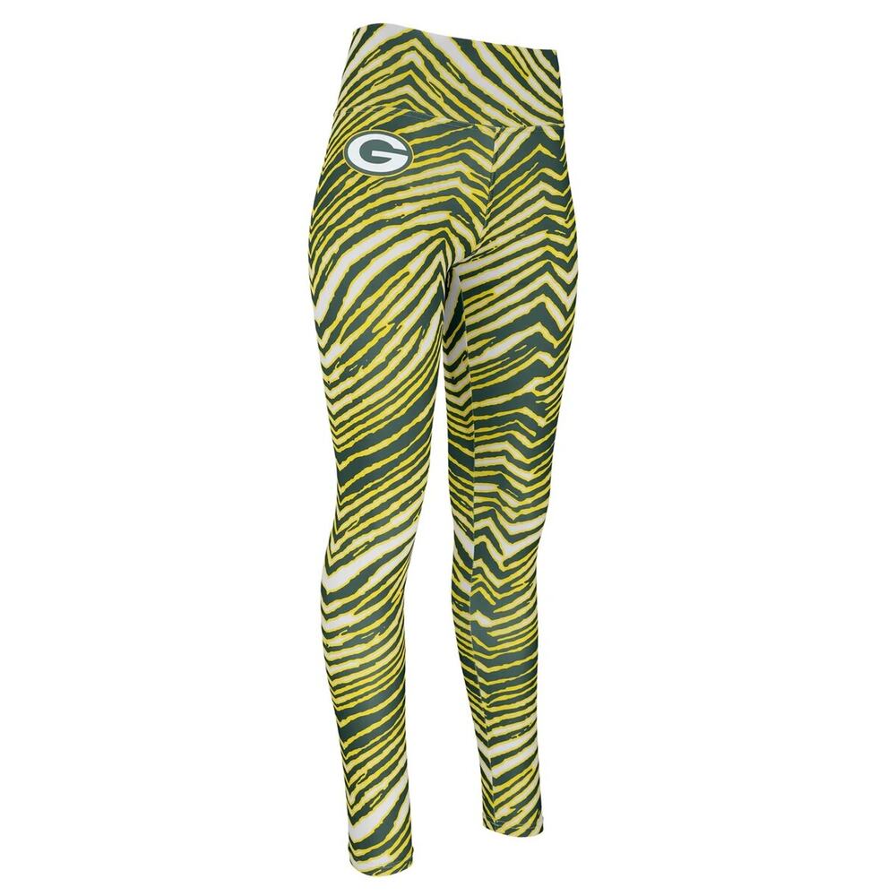 Zubaz NFL Apparel Womens Small Green Bay Packers Zebra Print Legging‎ NWT